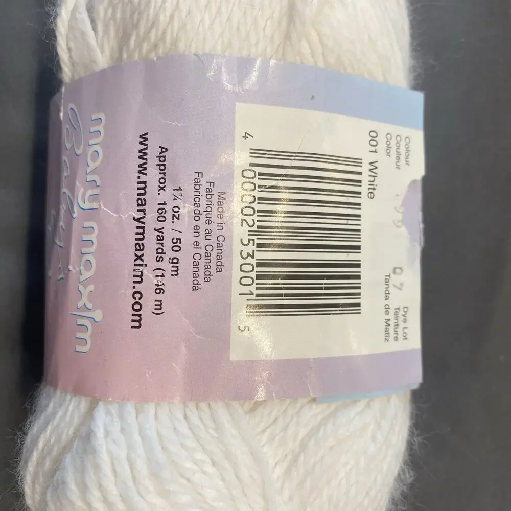 Mary Maxim Baby Soft Yarn Lot 6 Skeins White 001 DK Sport 100% Acrylic 960 Yds